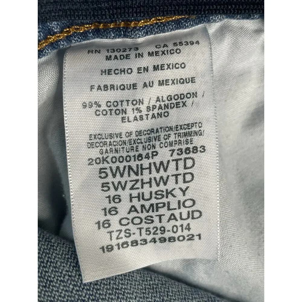 Wrangler Boys 16 Husky Straight Fit Jeans Medium Wash Stretch Denim
